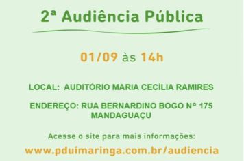 População de Mandaguaçu é convidada a participar 2ª Audiência Pública do PDUI da RM de Maringá com transmissão online