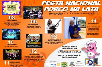 COMEÇA HOJE (8) AS FESTIVIDADES DA 10ª FESTA NACIONAL DO PORCO NA LATA