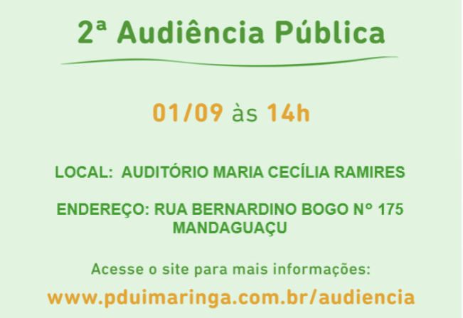 População de Mandaguaçu é convidada a participar 2ª Audiência Pública do PDUI da RM de Maringá com transmissão online