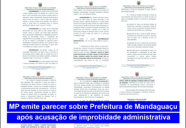 MP emite parecer sobre Prefeitura de Mandaguaçu após acusação de improbidade administrativa 