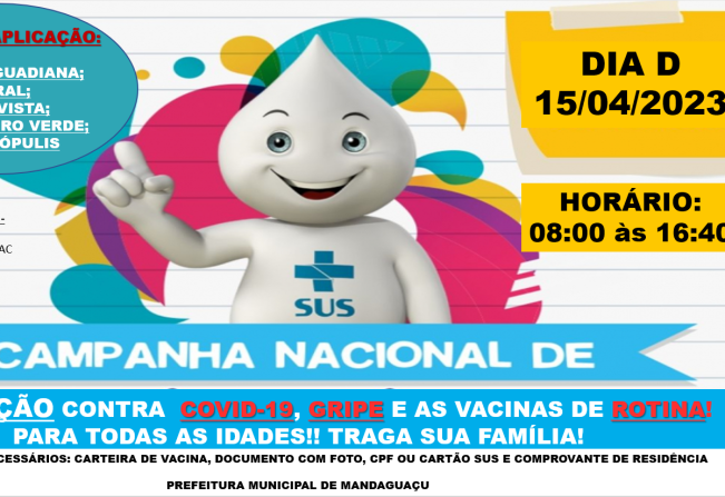 AMANHÃ SÁBADO - CAMPANHA DIA D DE VACINAÇÃO.